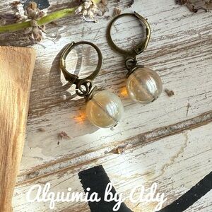 NATURAL WHITE OPAL DANGLE EARRINGS